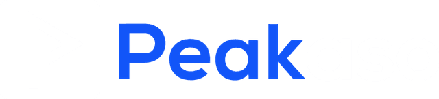 Peakaso logo white version — for use on dark backgrounds