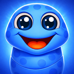 Snake Out game icon featuring a cute blue snake character