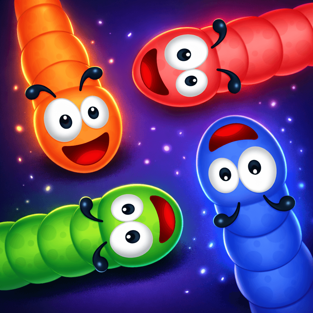 Worm Escape game icon with colorful cartoon worms on a dark background